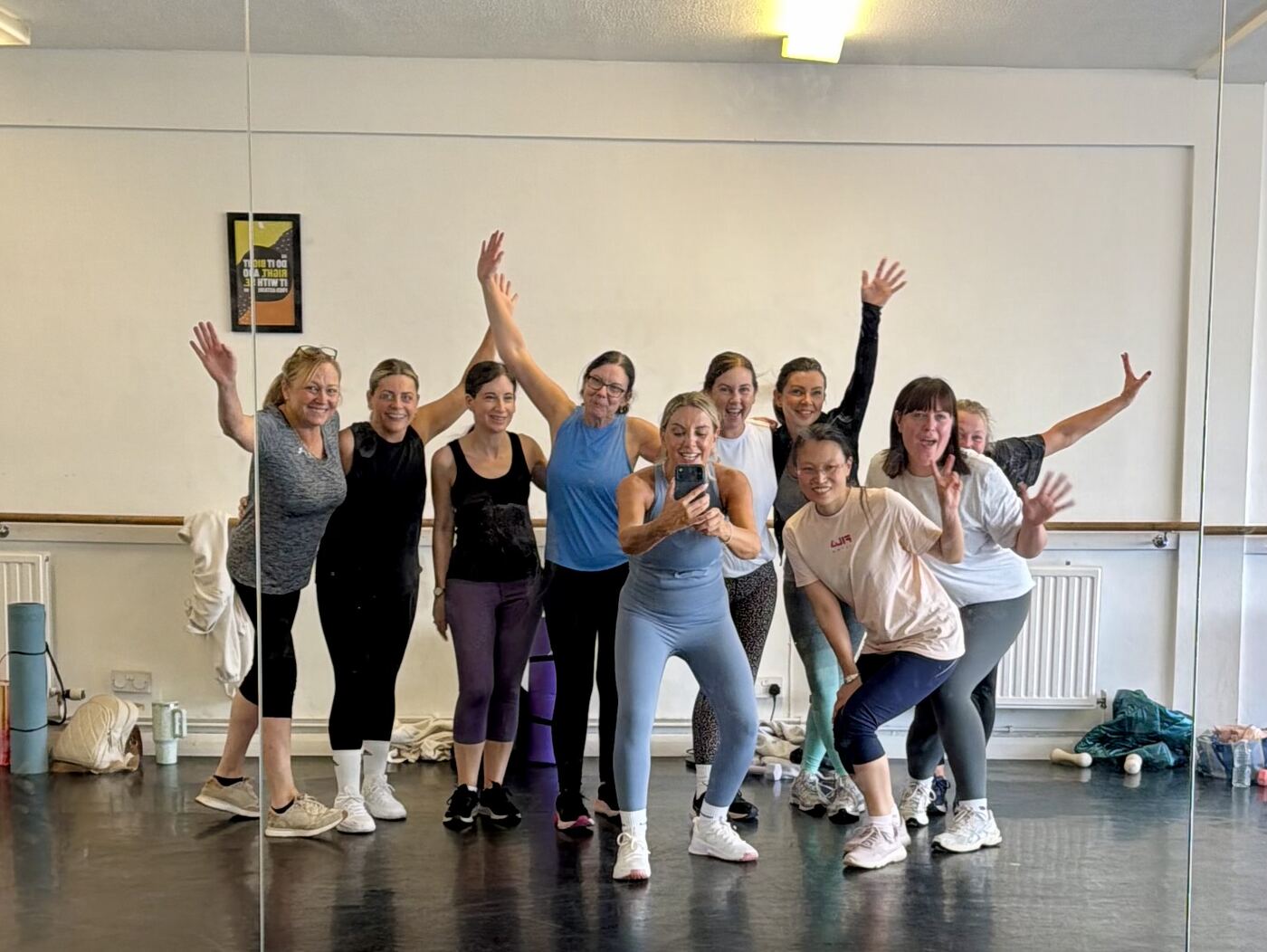 A happy group after Cardio & Sculpt in the Billericay dance studio